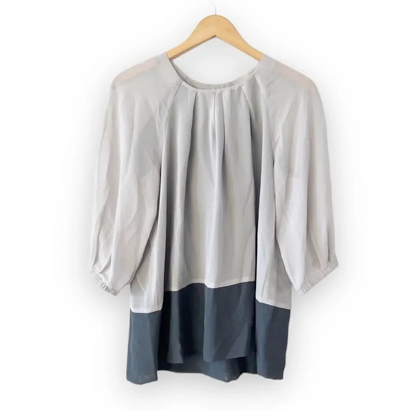 Simply Chloe Dao Gray Colorblock Flowy‎ Popover Tunic Size S QVC Project Runway - Picture 1 of 9
